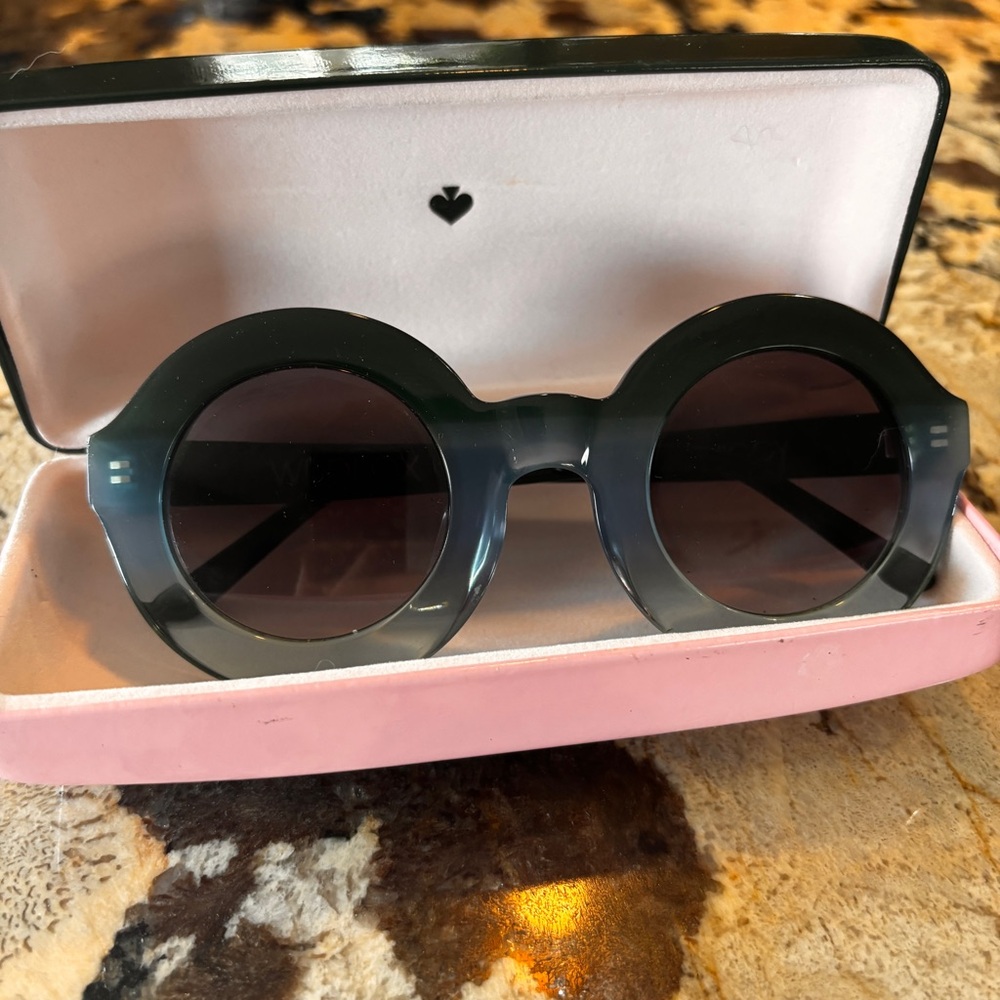 kate spade Round Dark Gray/Black Acetate Sunglasses